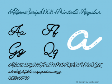 Alfons Script W05 Printed2 Version 1.00 Font Sample