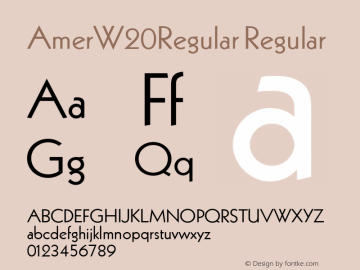 Amer W20 Version 1.01 Build 100 Font Sample