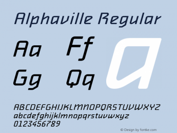 Alphaville W05 Oblique Version 4.10 Font Sample