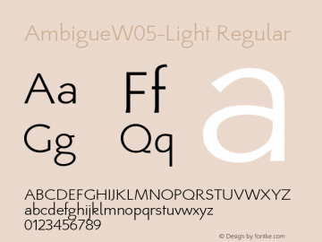 Ambigue W05 Light Version 1.10 Font Sample