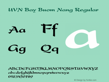 UVN Bay Buom Nang Regular 0.8 March 2001. Bo Chu Tieng Viet Font Sample