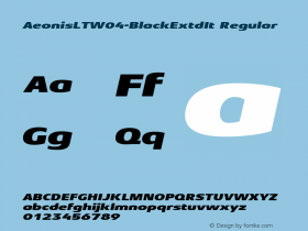 Aeonis LT W04 Black Extd It Version 1.100 Font Sample