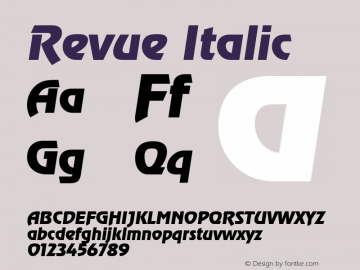 Revue Italic 1.0 Sat May 29 17:55:14 1993 Font Sample