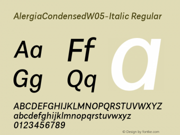 Alergia Condensed W05 Italic Version 1.00图片样张