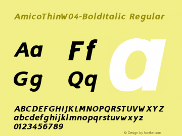Amico Thin W04 Bold Italic Version 1.00 Font Sample
