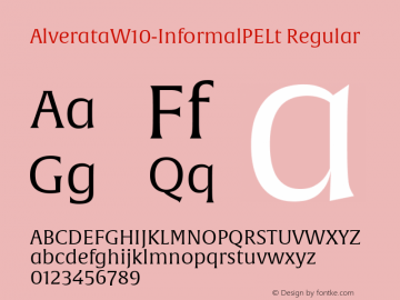 Alverata W10 Informal PE Lt Version 1.1 Font Sample
