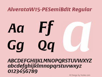 Alverata W15 PE SemiBd It Version 1.1 Font Sample