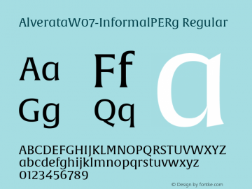 Alverata W07 Informal PE Rg Version 1.000 Font Sample