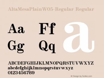 Alta Mesa Plain W05 Regular Version 1.00 Font Sample