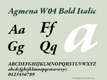 Agmena W04 Bold Italic Version 1.00 Font Sample