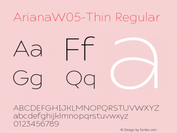 Ariana W05 Thin Version 1.00 Font Sample