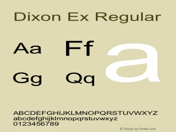 Dixon Ex Regular Unknown Font Sample