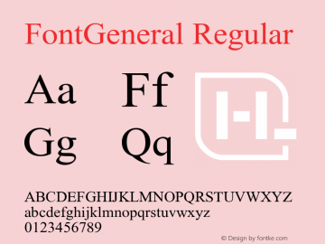 FontGeneral Version 1.00 December 30, 2020, initial release Font Sample