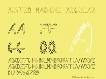 Rusted Machine Regular Macromedia Fontographer 4.1.2 9/26/01 Font Sample