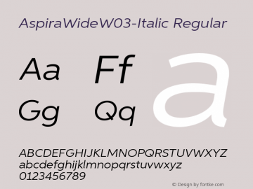 Aspira Wide W03 Italic Version 1.50 Font Sample