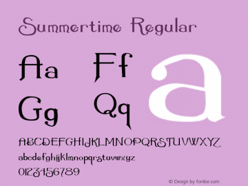 Summertime Regular Macromedia Fontographer 4.1 6/8/01 Font Sample