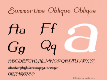 Summertime Oblique Oblique Macromedia Fontographer 4.1 6/8/01图片样张