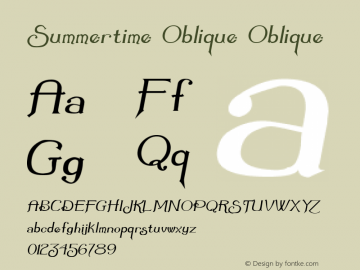 Summertime Oblique Oblique Macromedia Fontographer 4.1 6/8/01 Font Sample