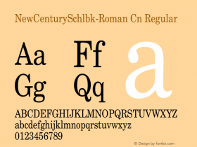 NewCenturySchlbk-Roman Cn Regular Unknown Font Sample