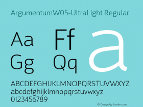 Argumentum W05 Ultra Light Version 2.00 Font Sample