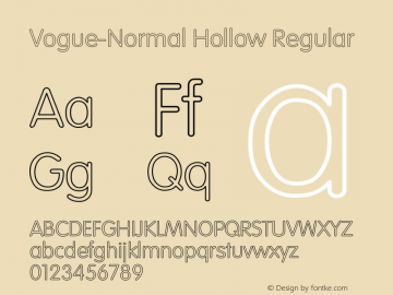 Vogue-Normal Hollow Regular Unknown Font Sample