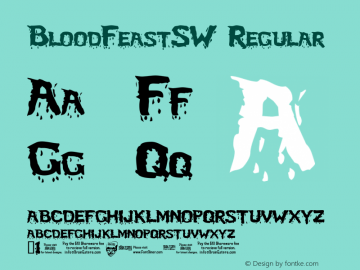 BloodFeastSW Regular Macromedia Fontographer 4.1.5 10/4/01 Font Sample