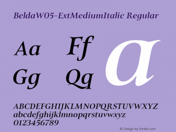 Belda W05 Ext Medium Italic Version 1.00 Font Sample