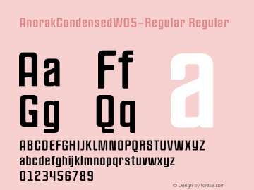 Anorak Condensed W05 Regular Version 1.00 Font Sample