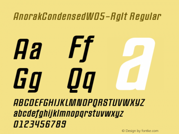 Anorak Condensed W05 Regular It Version 1.00 Font Sample