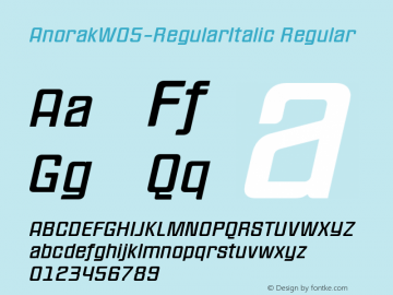 Anorak W05 Regular Italic Version 1.00 Font Sample