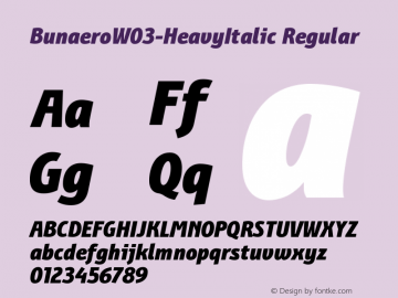 Bunaero W03 Heavy Italic Version 1.119 Font Sample