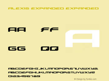 Alexis Expanded Expanded Version 3.0; 2013 Font Sample