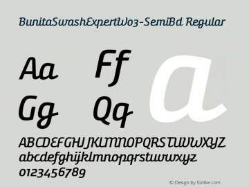 Bunita Swash Expert W03 SemiBd Version 1.141 Font Sample