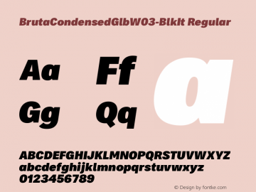 Bruta Condensed Glb W03 Blk It Version 1.03图片样张