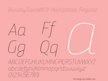 Bunday Sans W03 Hair Up Italic Version 1.43图片样张