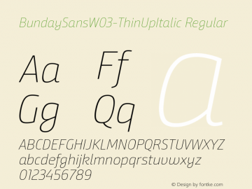 Bunday Sans W03 Thin Up Italic Version 1.43图片样张
