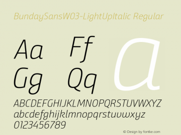 Bunday Sans W03 Light Up Italic Version 1.43图片样张