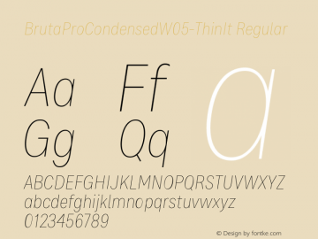 Bruta Pro Condensed W05 Thin It Version 1.03 Font Sample