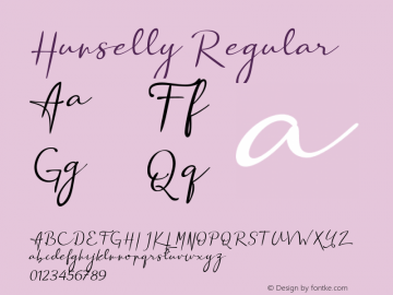 Hunselly-Regular Version 1.000 Font Sample