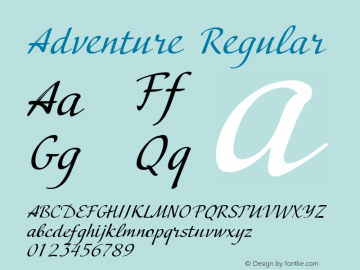 Adventure Version 1.000 2001 initial release Font Sample