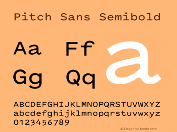 Pitch Sans Semibold Version 1.001 Font Sample