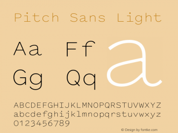 Pitch Sans Light Version 1.001 Font Sample