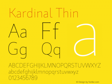 Kardinal Thin 2.000 Font Sample