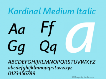 Kardinal Medium Italic 2.000 Font Sample