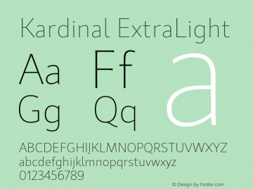 Kardinal ExtraLight 2.000 Font Sample