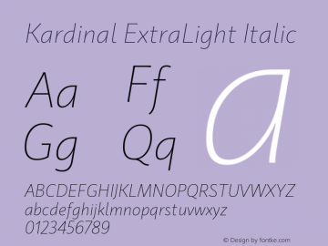 Kardinal ExtraLight Italic 2.000 Font Sample