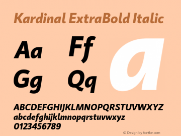 Kardinal ExtraBold Italic 2.000 Font Sample
