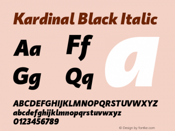 Kardinal Black Italic 2.000 Font Sample