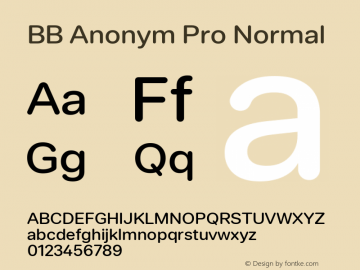 BB Anonym Pro Normal 2.000 Font Sample