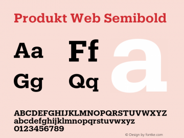 Produkt Web Semibold Regular Version 1.1 2014 Font Sample